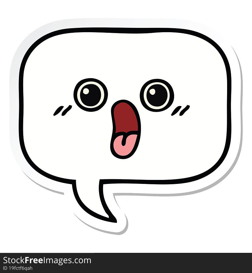 Sticker Of A Cute Cartoon Speech Bubble