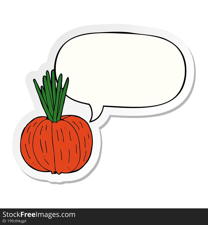 cartoon vegetable with speech bubble sticker. cartoon vegetable with speech bubble sticker