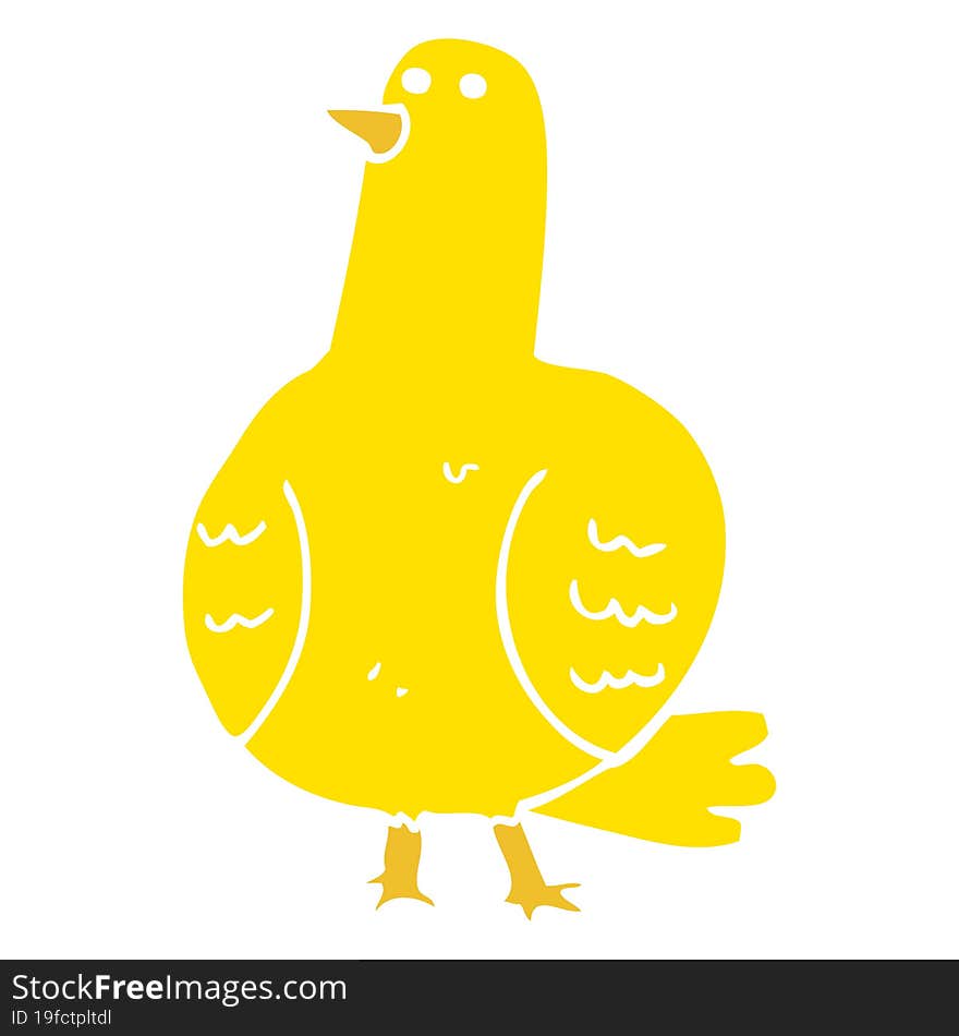 Flat Color Illustration Of A Cartoon Bird