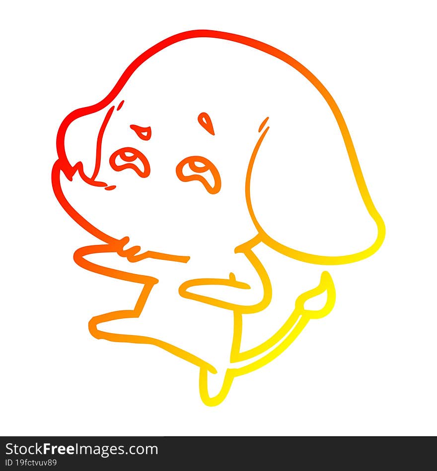 warm gradient line drawing cartoon elephant remembering