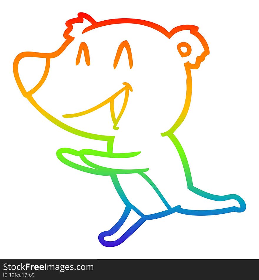 rainbow gradient line drawing running bear cartoon