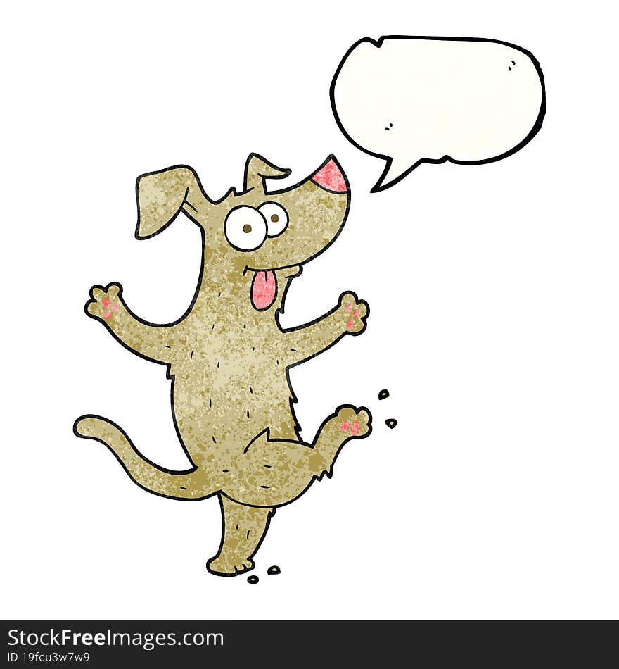 freehand speech bubble textured cartoon dancing dog