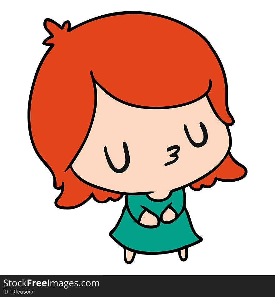 cartoon illustration of a cute kawaii girl. cartoon illustration of a cute kawaii girl