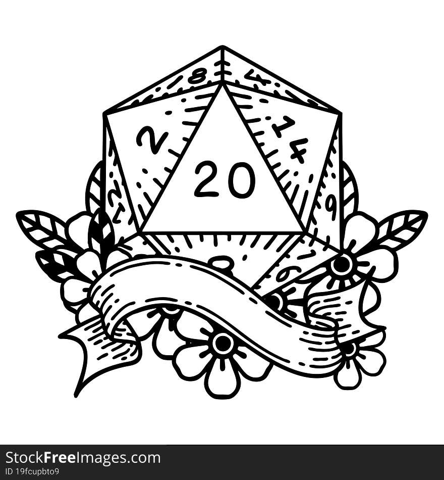 natural twenty D20 dice roll illustration