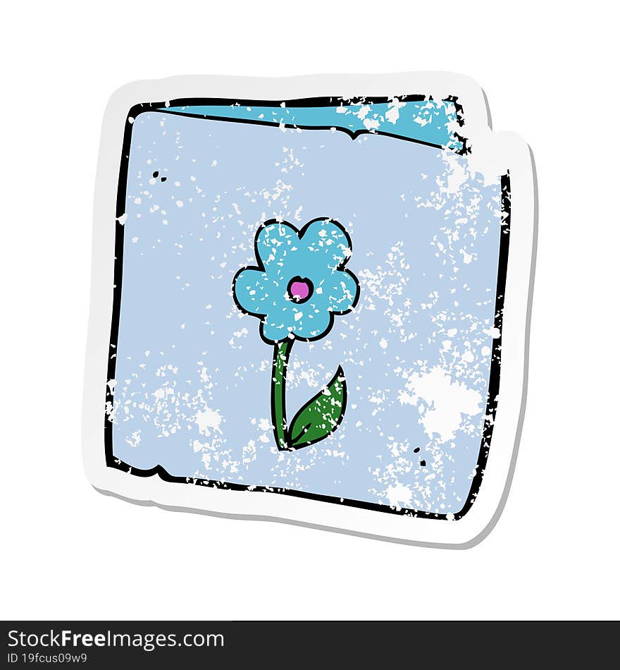 Retro Distressed Sticker Of A Cartoon Flower Greeting Card