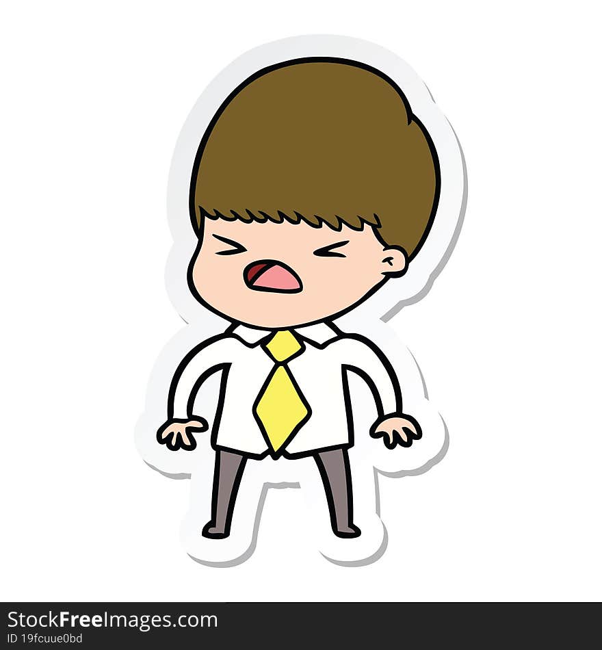 sticker of a cartoon stressed man