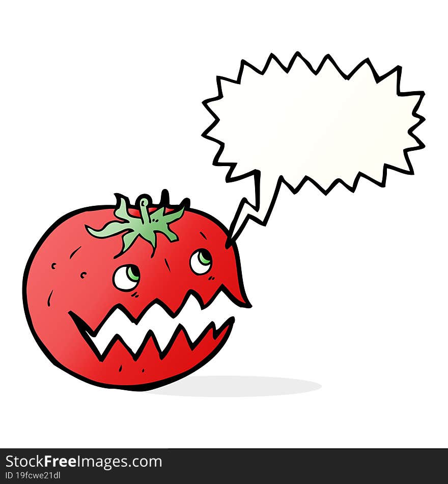 cartoon tomato with thought bubble