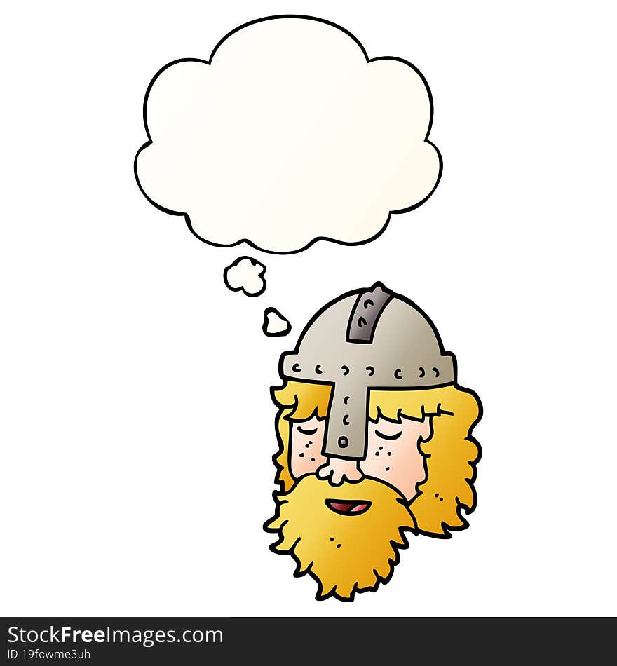 cartoon viking face with thought bubble in smooth gradient style