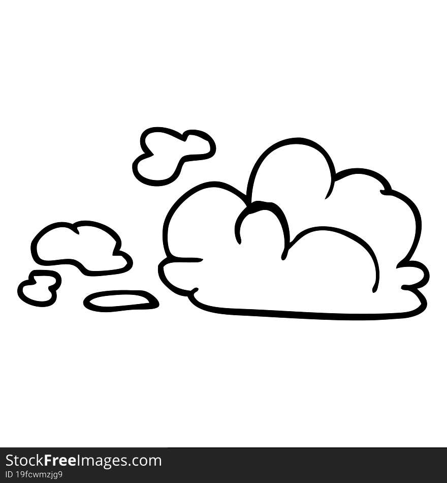 line drawing cartoon fluffy white clouds