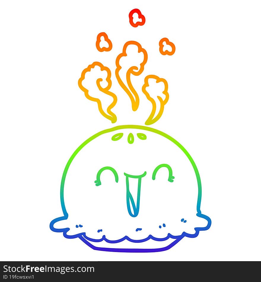 rainbow gradient line drawing cartoon happy pie