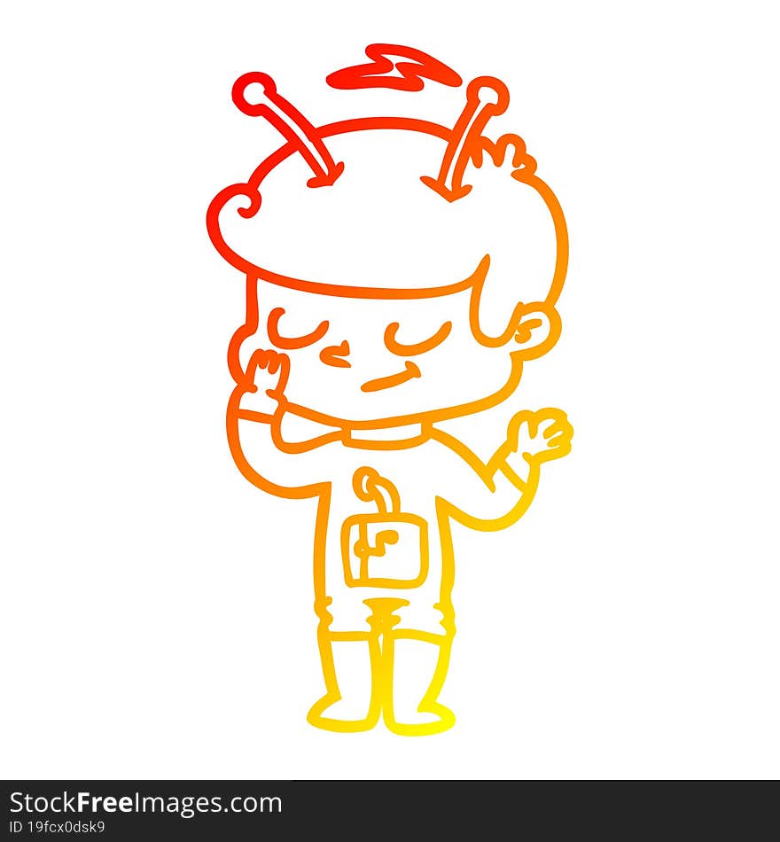 warm gradient line drawing friendly cartoon spaceman