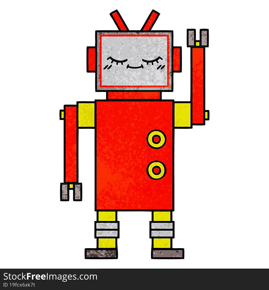 Retro Grunge Texture Cartoon Robot