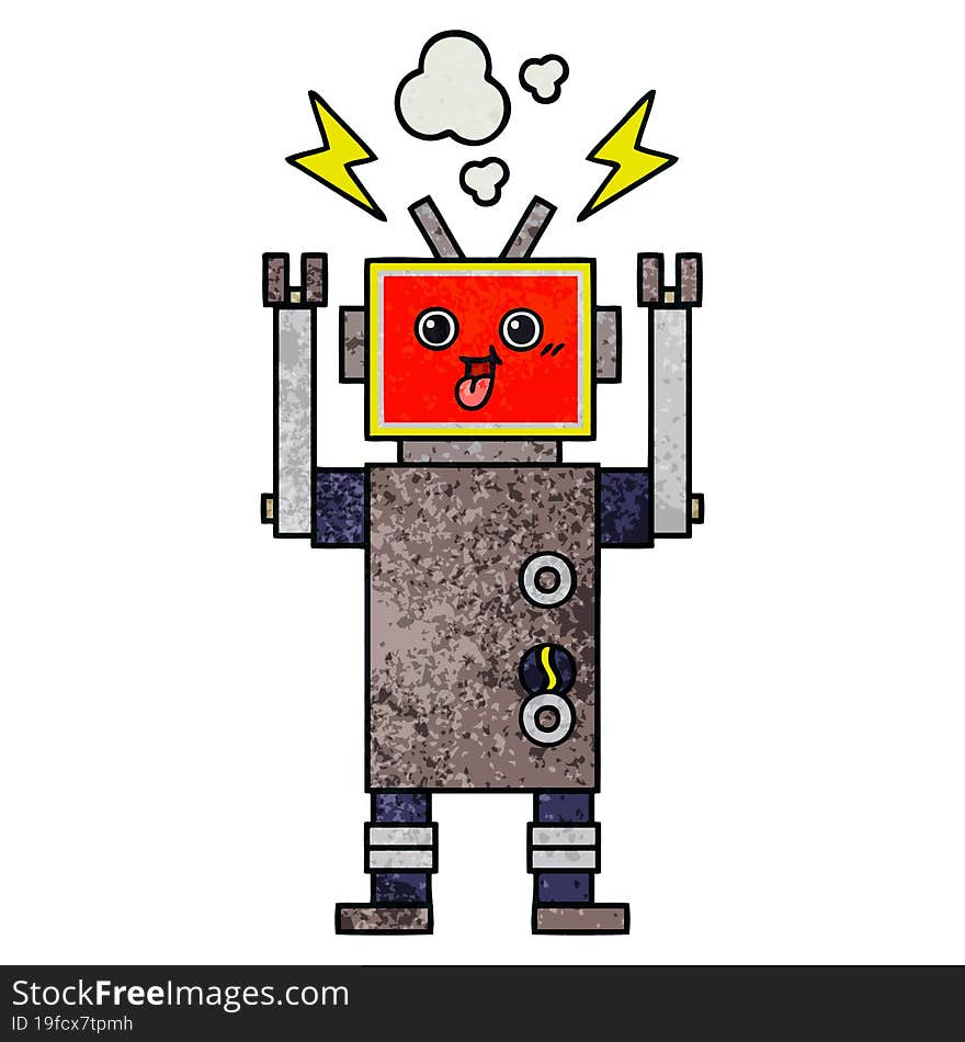 Retro Grunge Texture Cartoon Robot