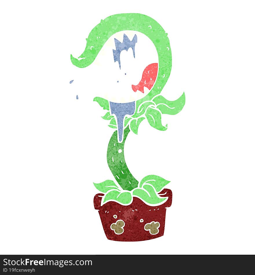 retro cartoon carnivorous plant