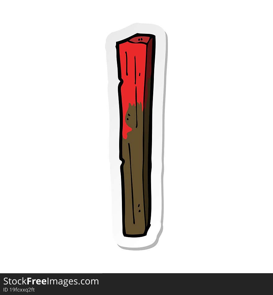 sticker of a cartoon bloody wooden post