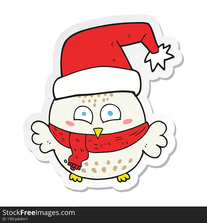 sticker of a cartoon cute christmas owl