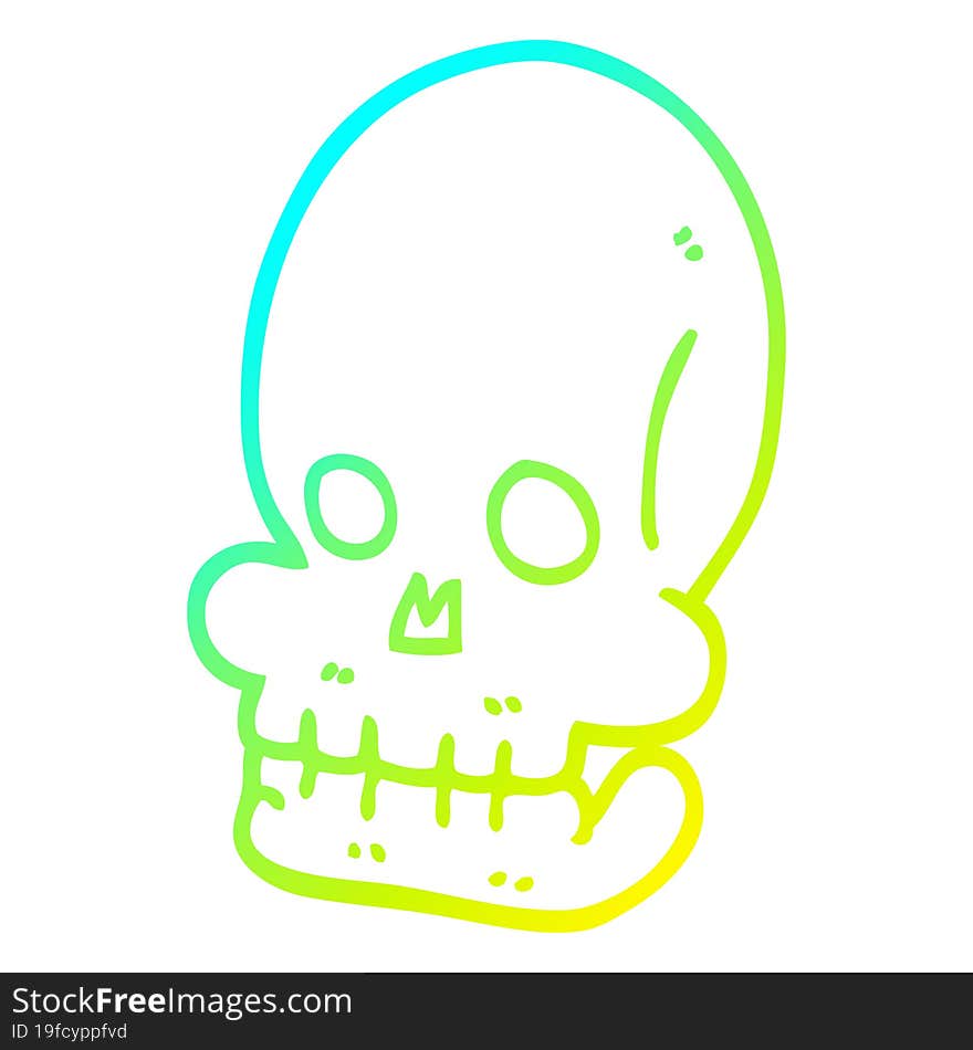 Cold Gradient Line Drawing Cartoon Spooky Skull