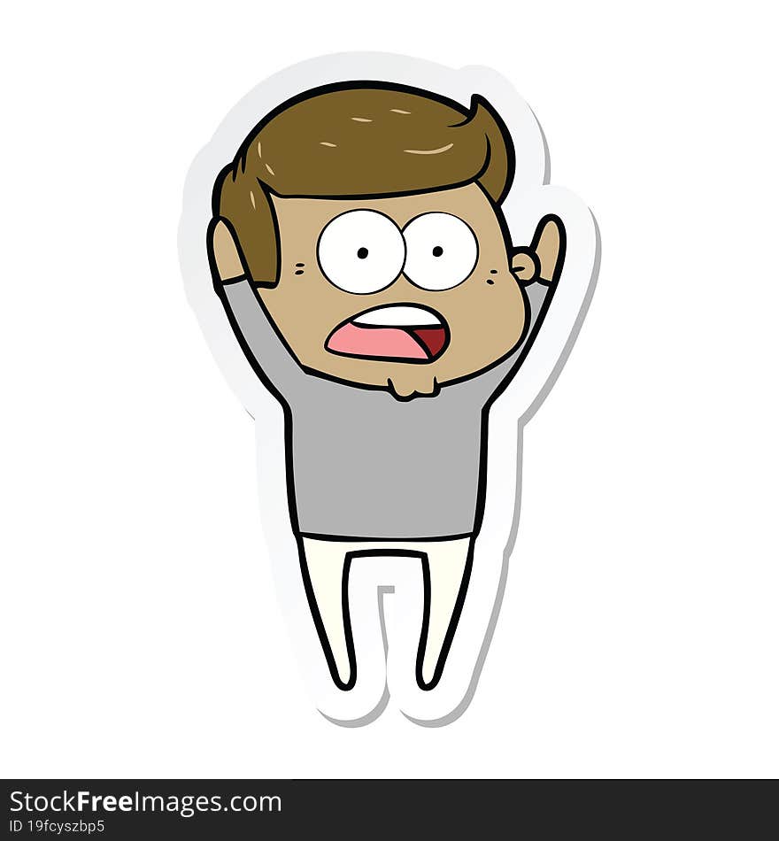 Sticker Of A Cartoon Shocked Man