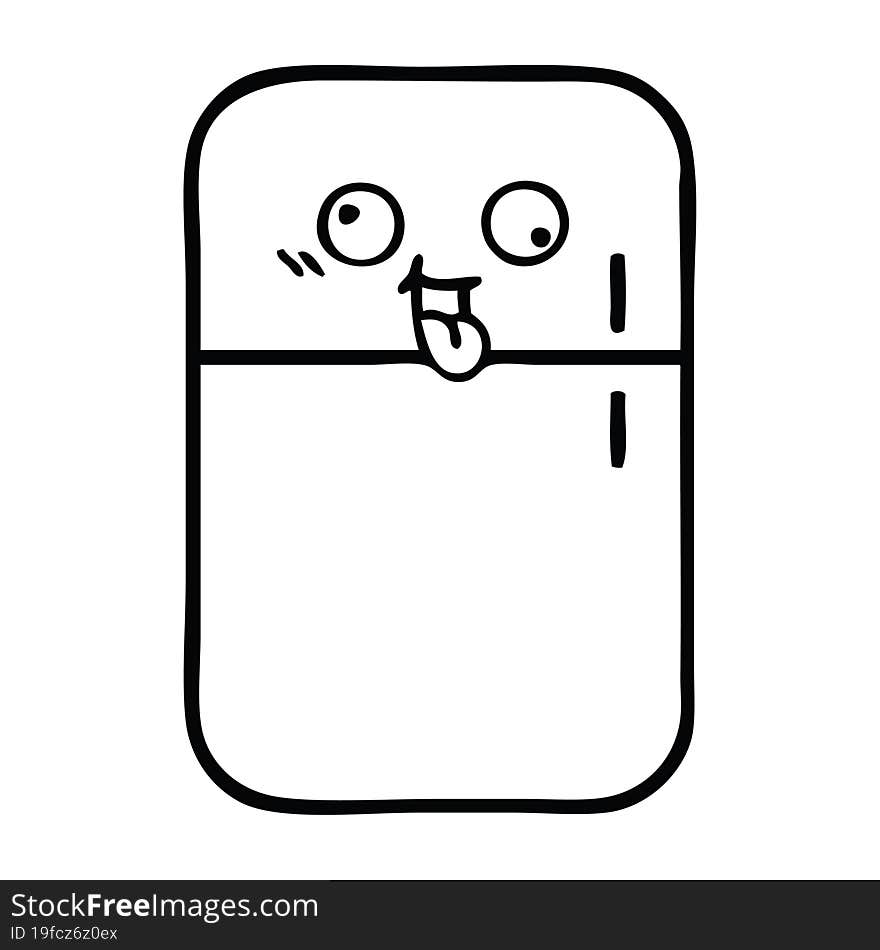 Line Drawing Cartoon Fridge Freezer