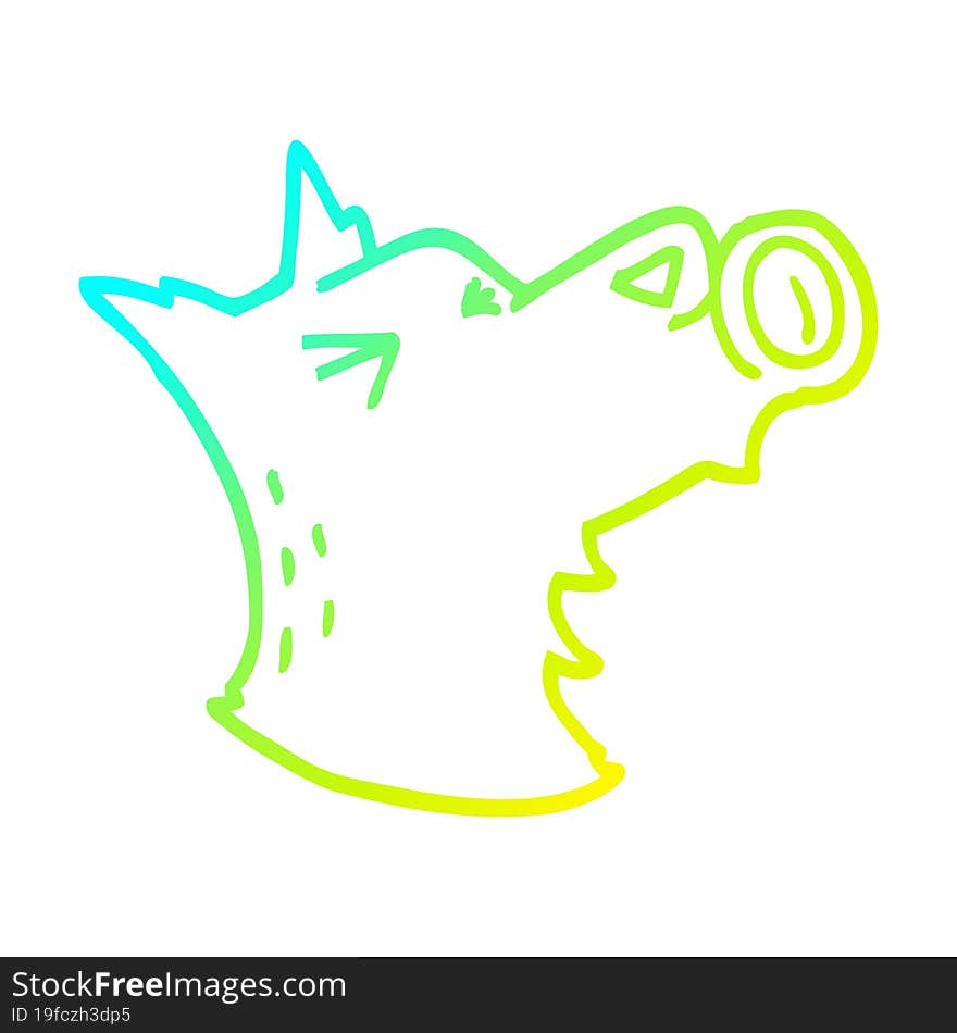 cold gradient line drawing cartoon howling wolf