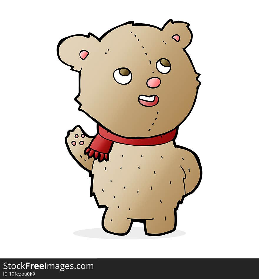 Cartoon Cute Teddy Bear With Scarf