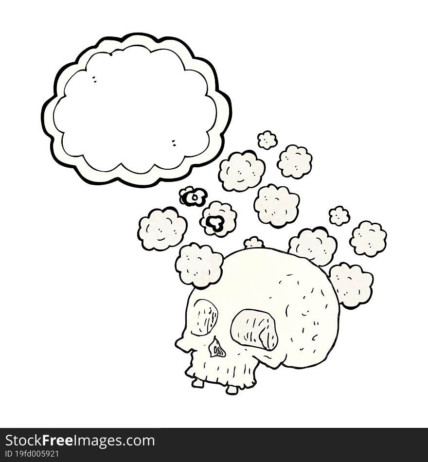 thought bubble textured cartoon old skull