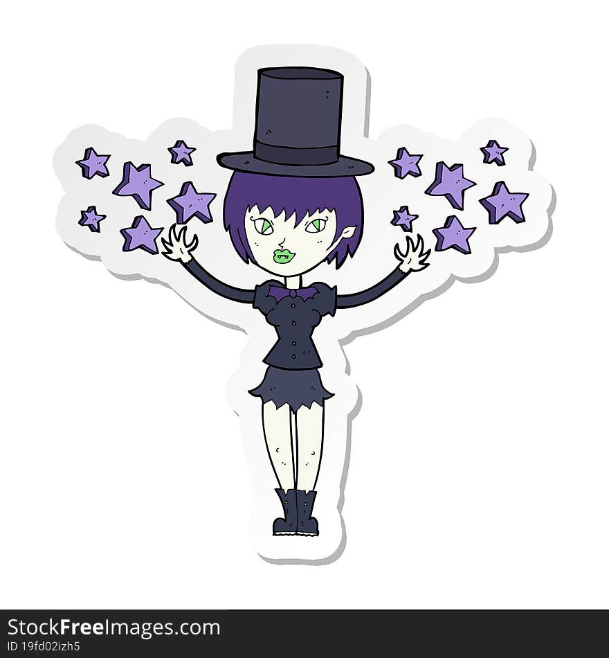 sticker of a cartoon halloween vampire girl