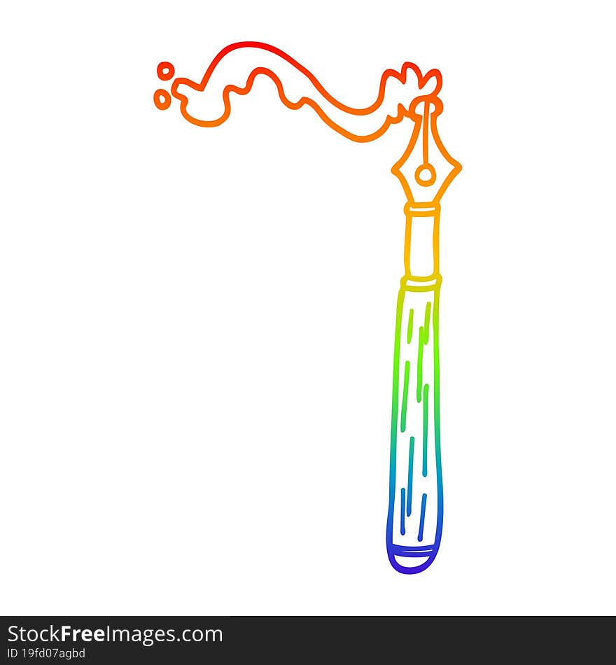 rainbow gradient line drawing cartoon ink pen