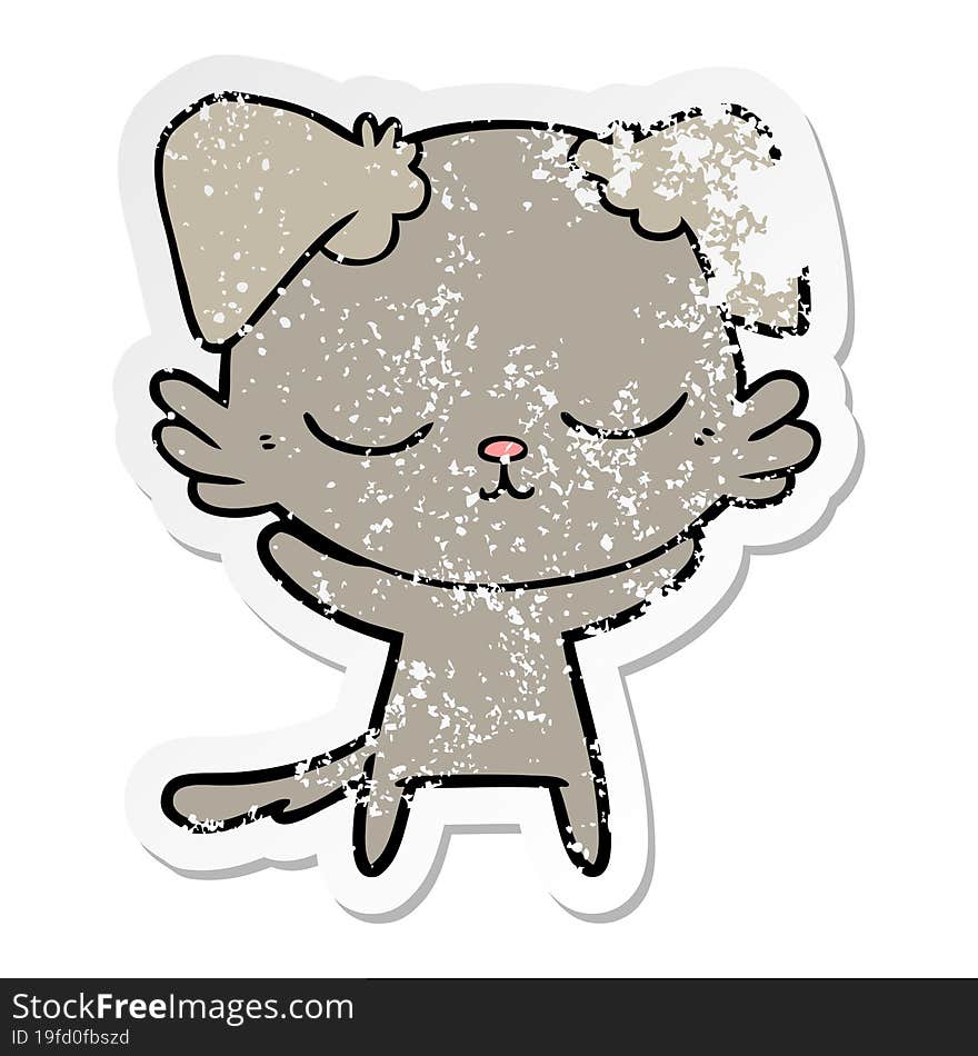 distressed sticker of a cute cartoon dog