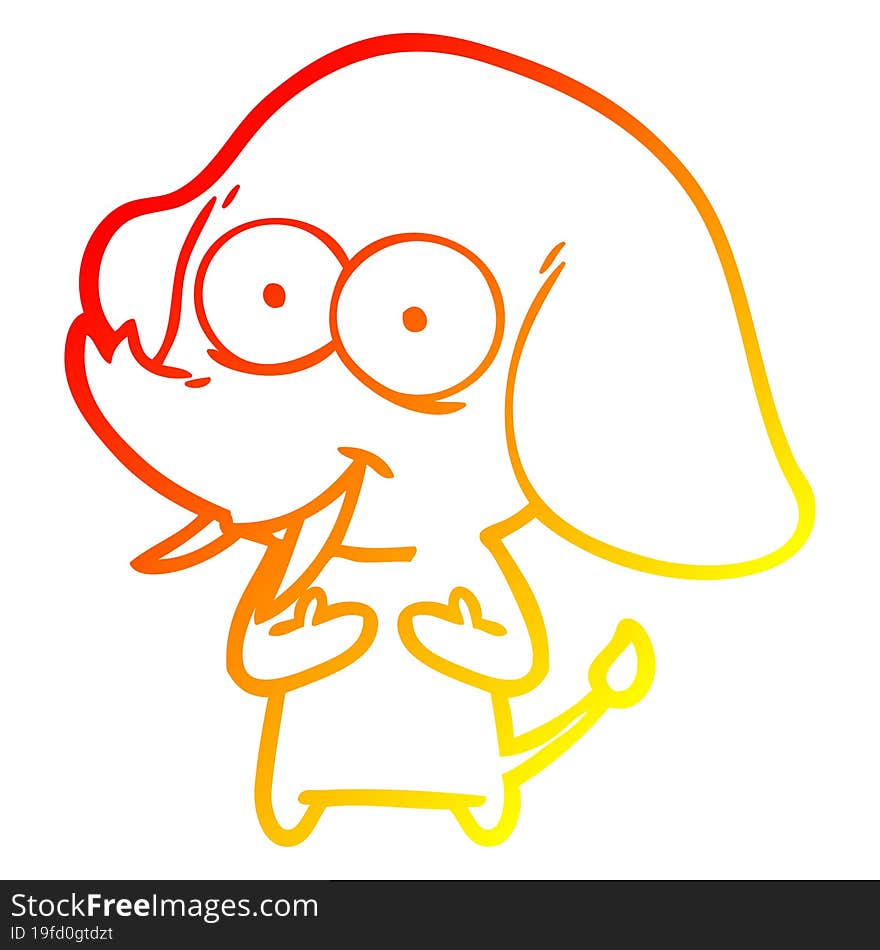 warm gradient line drawing happy cartoon elephant