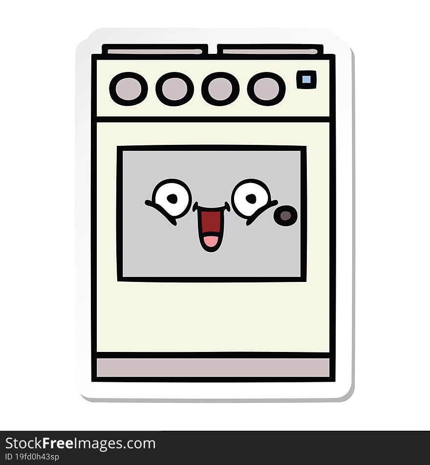 Sticker Of A Cute Cartoon Kitchen Oven