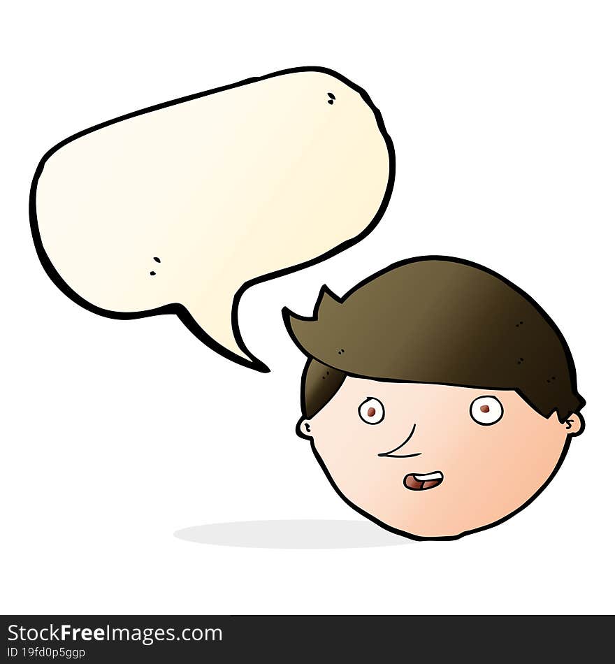 Cartoon Happy Face With Speech Bubble