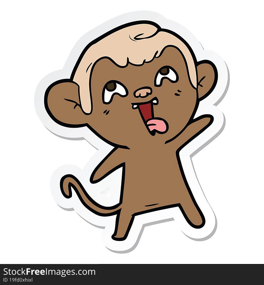 sticker of a crazy cartoon monkey