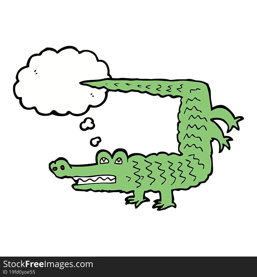 cartoon crocodile with thought bubble