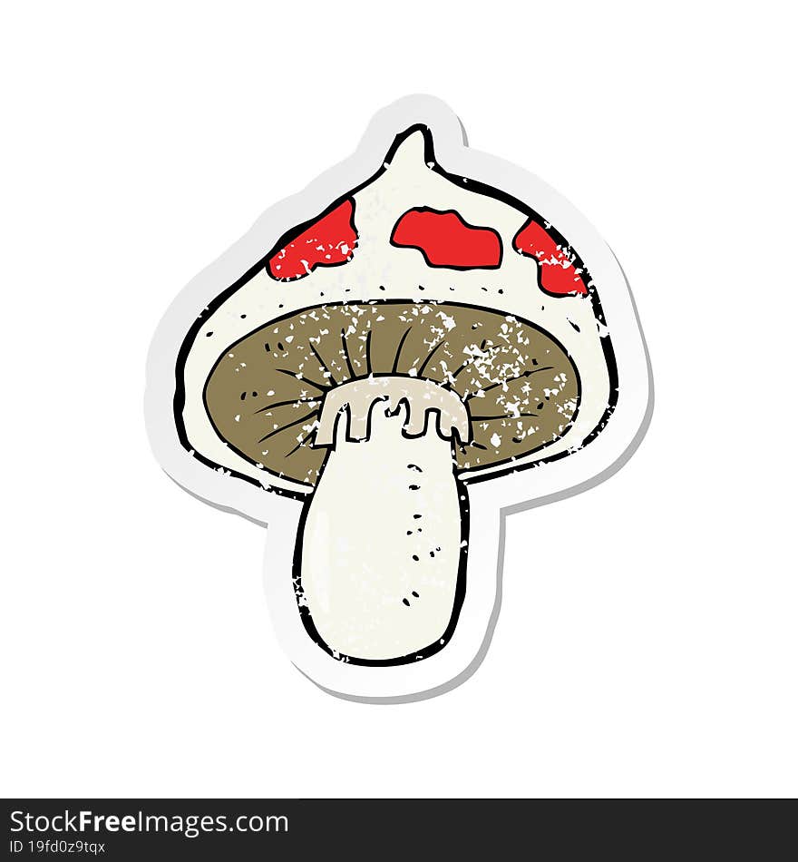 retro distressed sticker of a cartoon toadstool