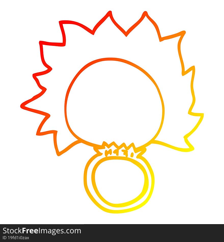 warm gradient line drawing of a cartoon fire ball ring