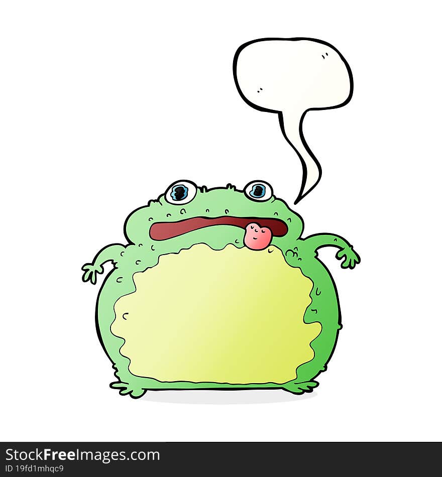 cartoon funny frog with speech bubble