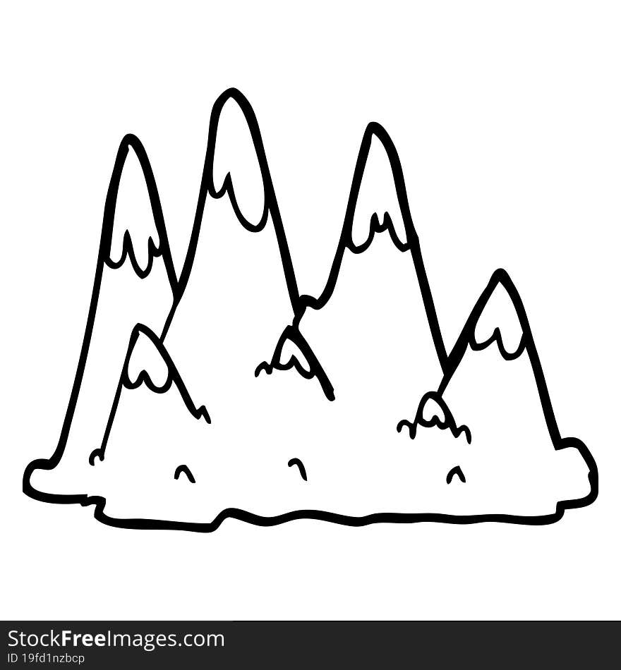 Black And White Cartoon Mountains