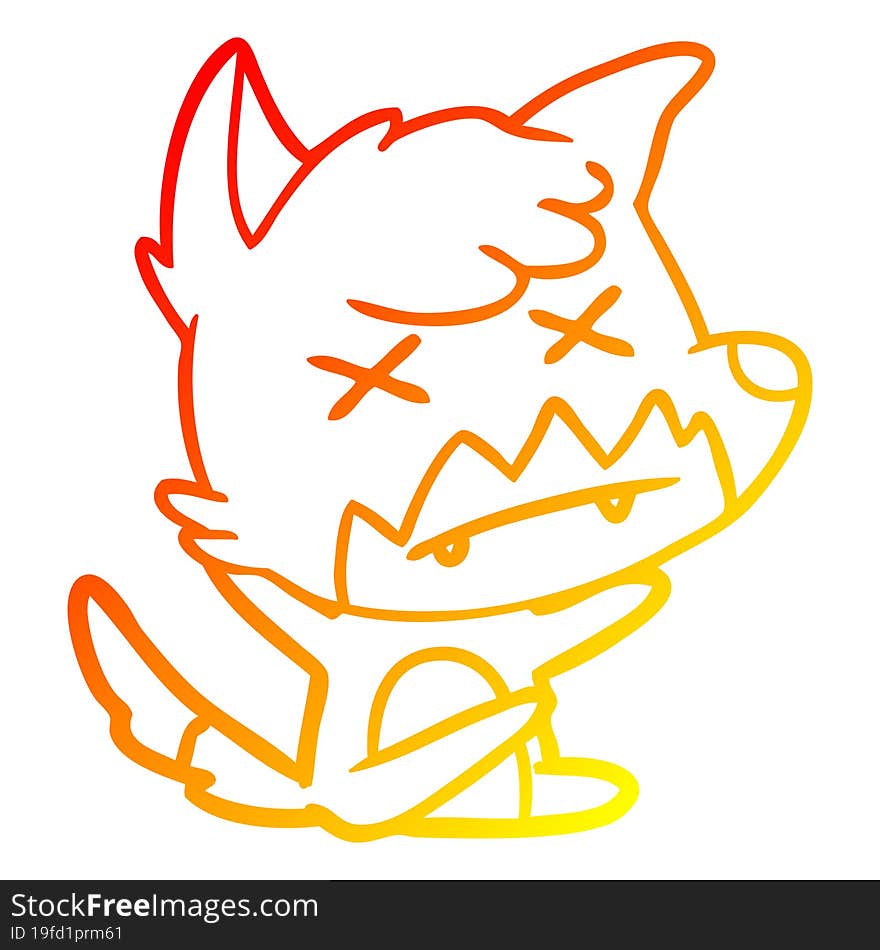 warm gradient line drawing cartoon cross eyed fox