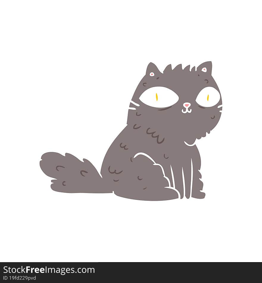 flat color style cartoon cat looking right at you