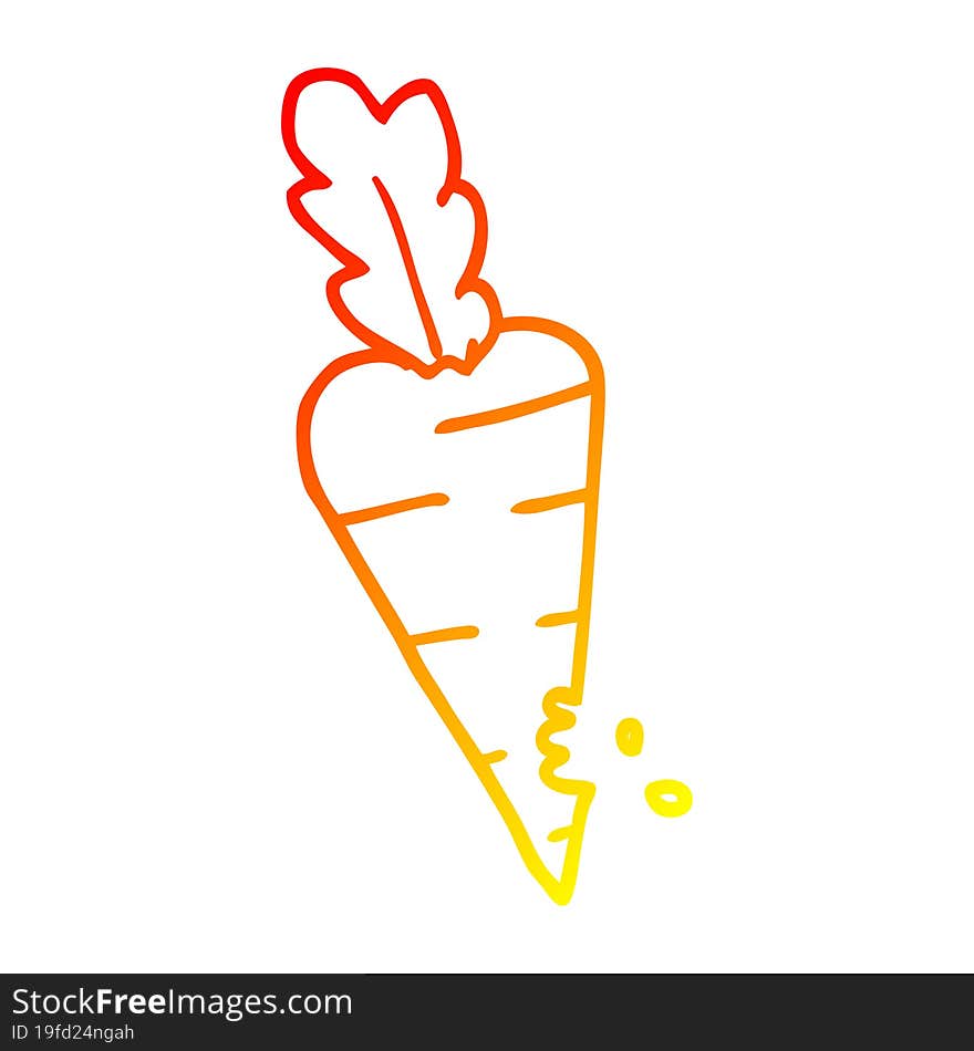 warm gradient line drawing of a cartoon carrot with bite marks