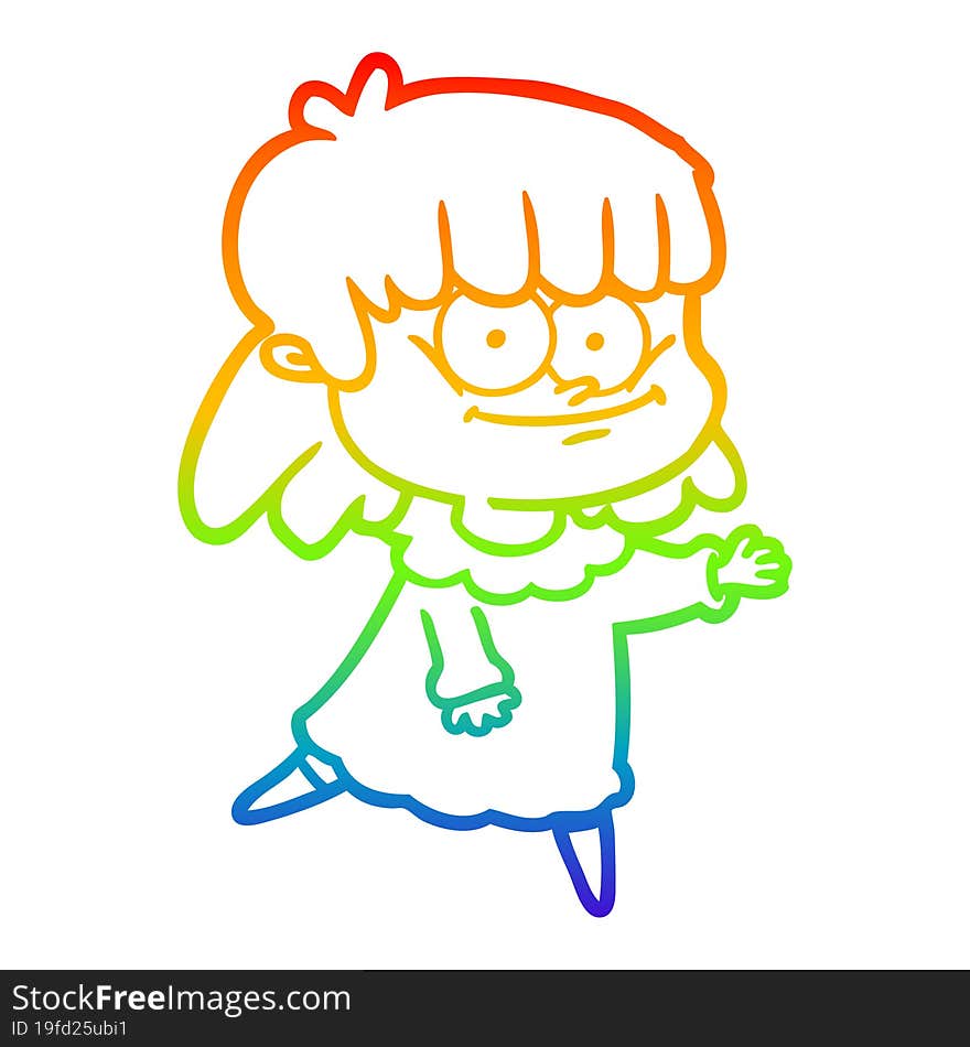 rainbow gradient line drawing cartoon smiling woman