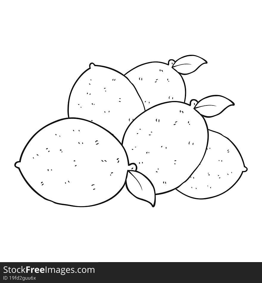 freehand drawn black and white cartoon lemons