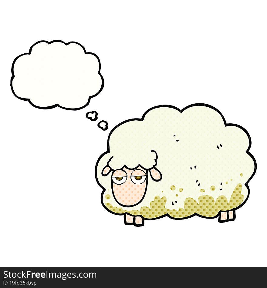 thought bubble cartoon muddy winter sheep