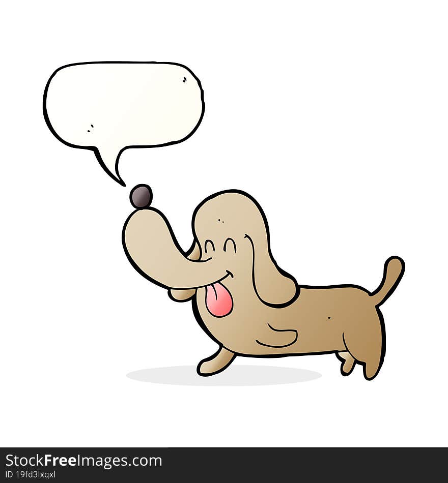 Cartoon Happy Dog With Speech Bubble