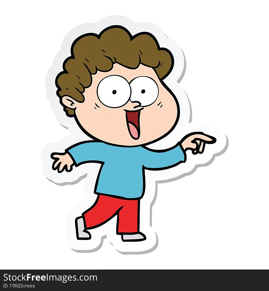 sticker of a cartoon happy man