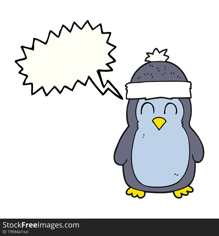 Speech Bubble Cartoon Penguin