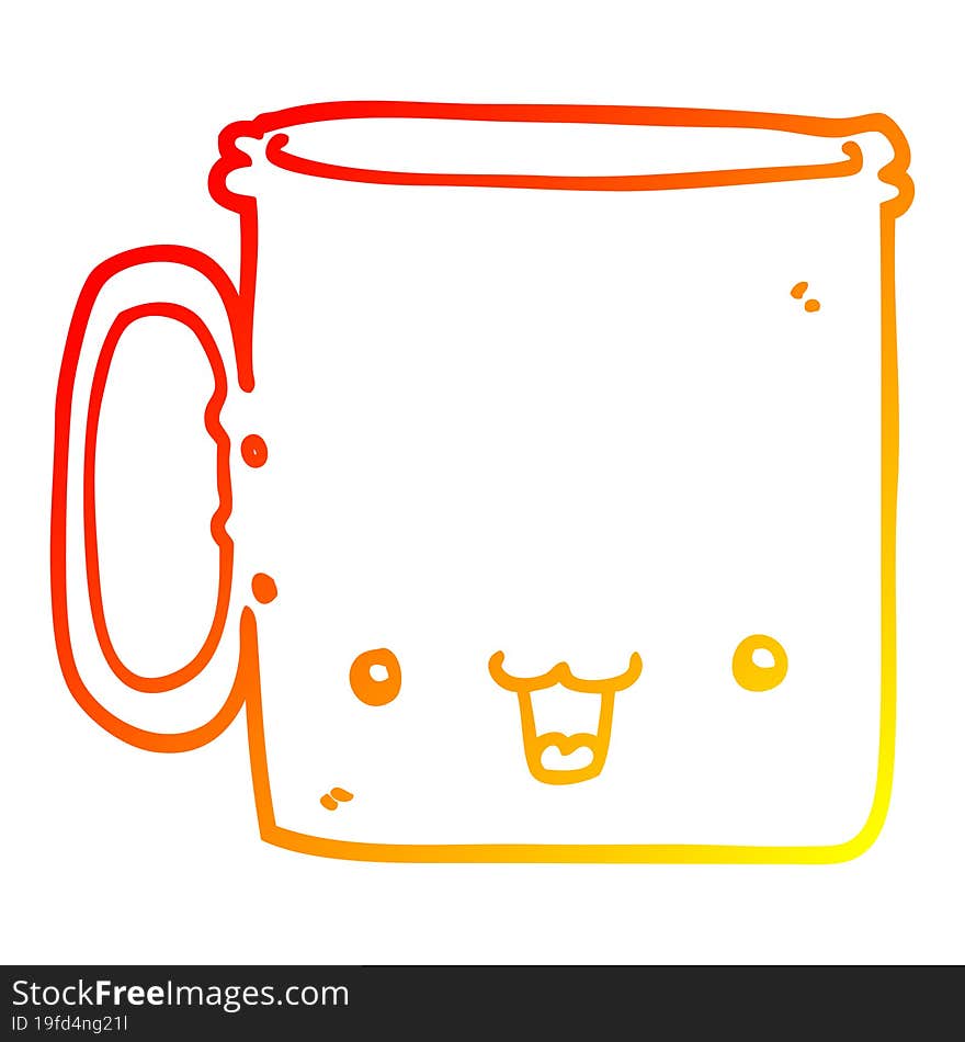 Warm Gradient Line Drawing Cartoon Cup