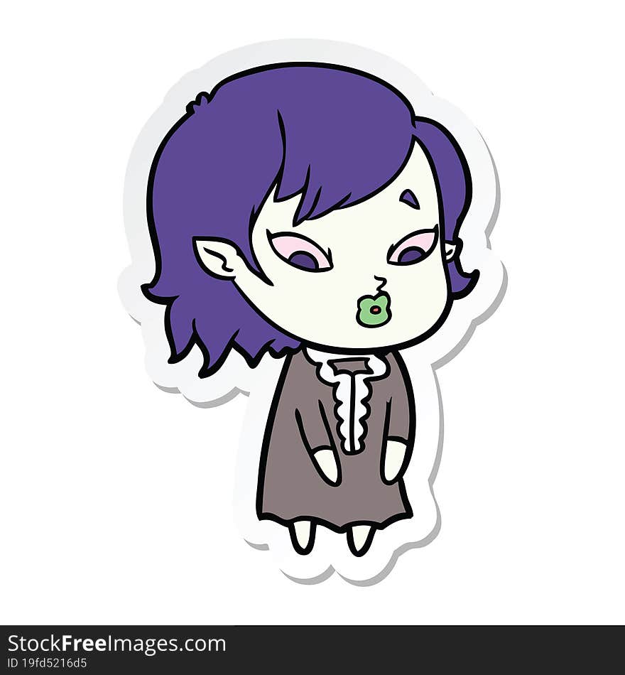 sticker of a cute cartoon vampire girl