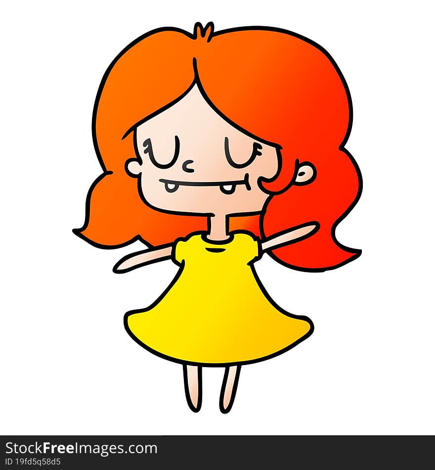 gradient cartoon of cute kawaii girl